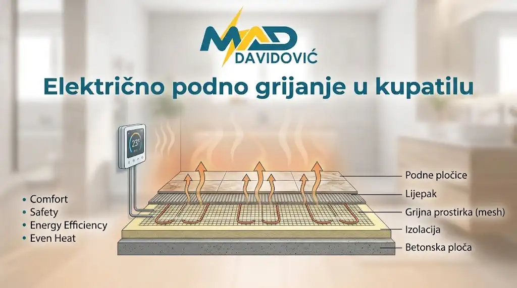 Električno podno grijanje u kupatilu